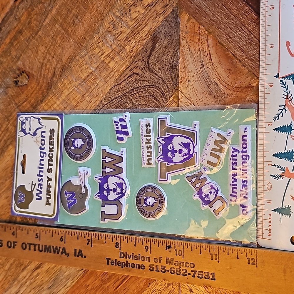 University of Washington vintage puffy stickers sealed sheet